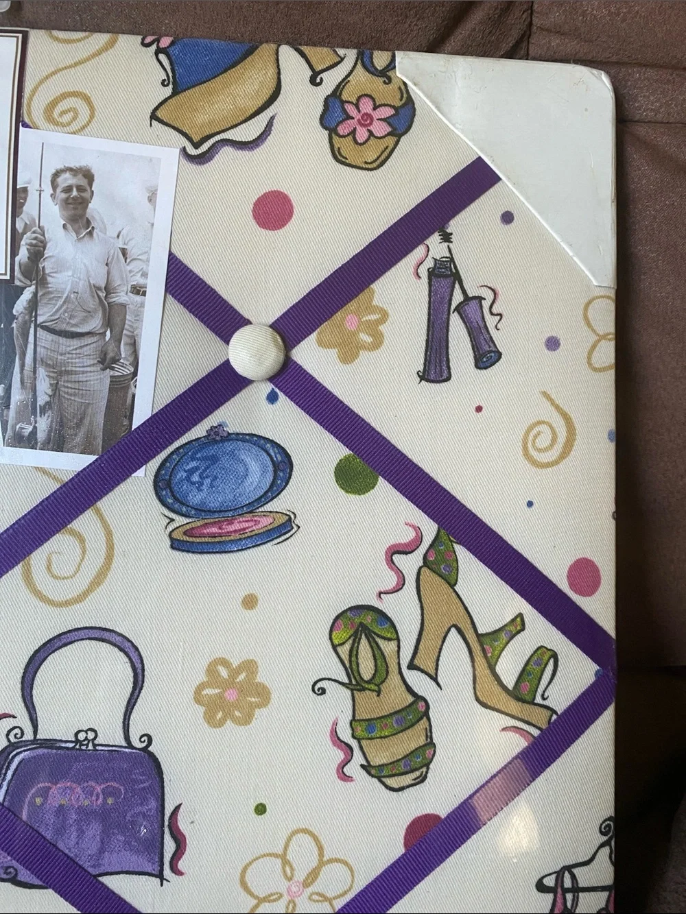 Purple Fashion Print French Memo Board